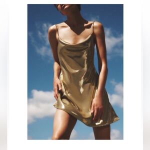 Zara Metallic Rhinestone Gold Dress